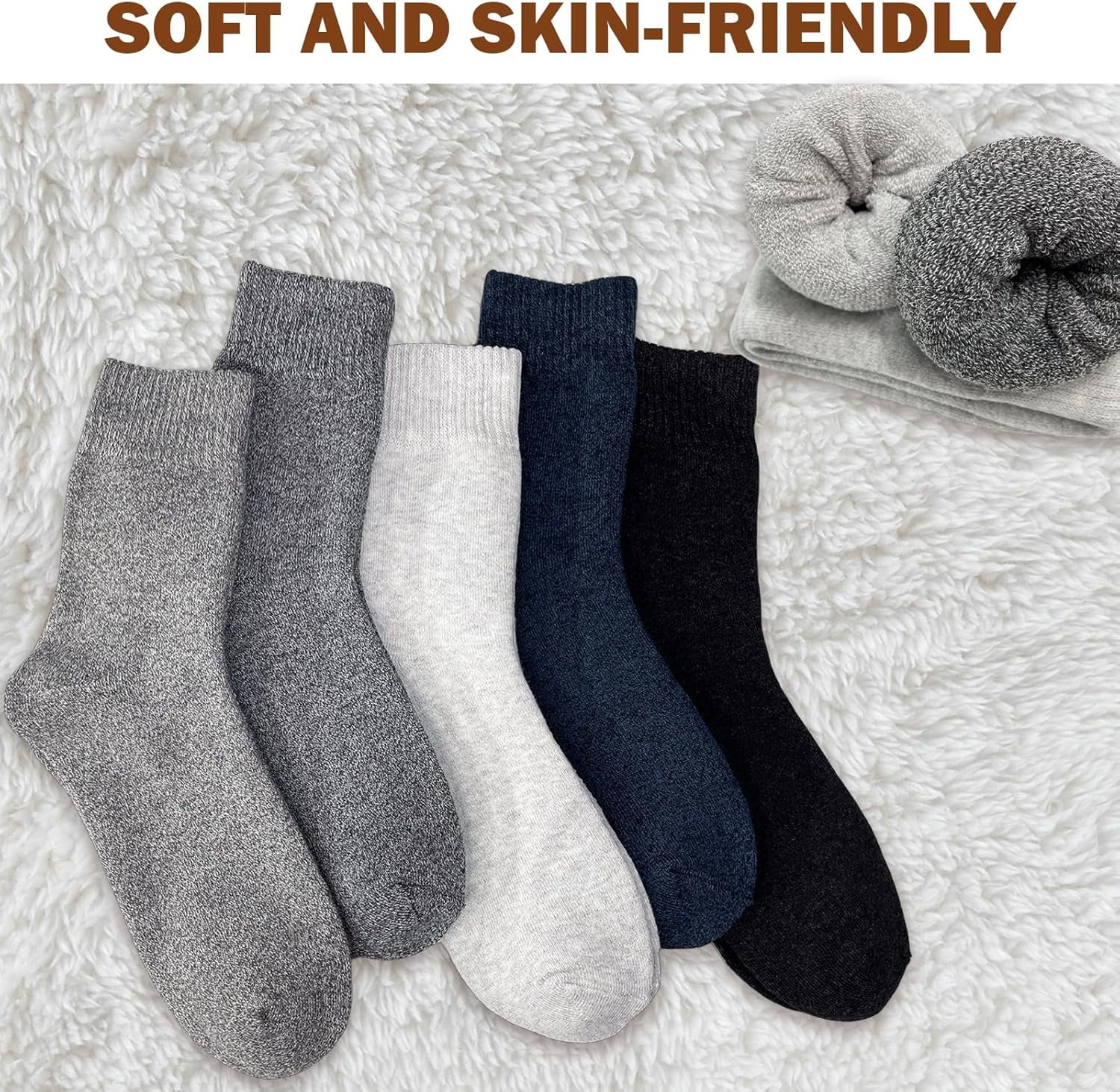 VoJoPi Chaussettes Chaudes Homme, 5 Paires Grosse Chaussettes Hiver