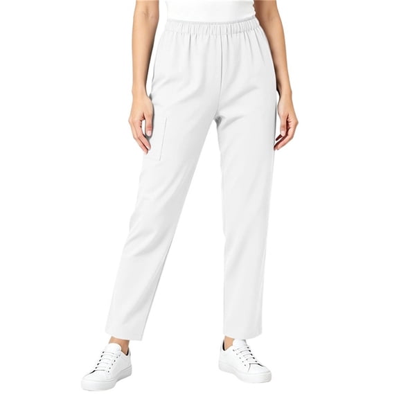 Dagugfen Womens Scrub Pants Elastic Waist Breathable Straight Leg Full Length Pants Workwear Uniform Pants with Pockets