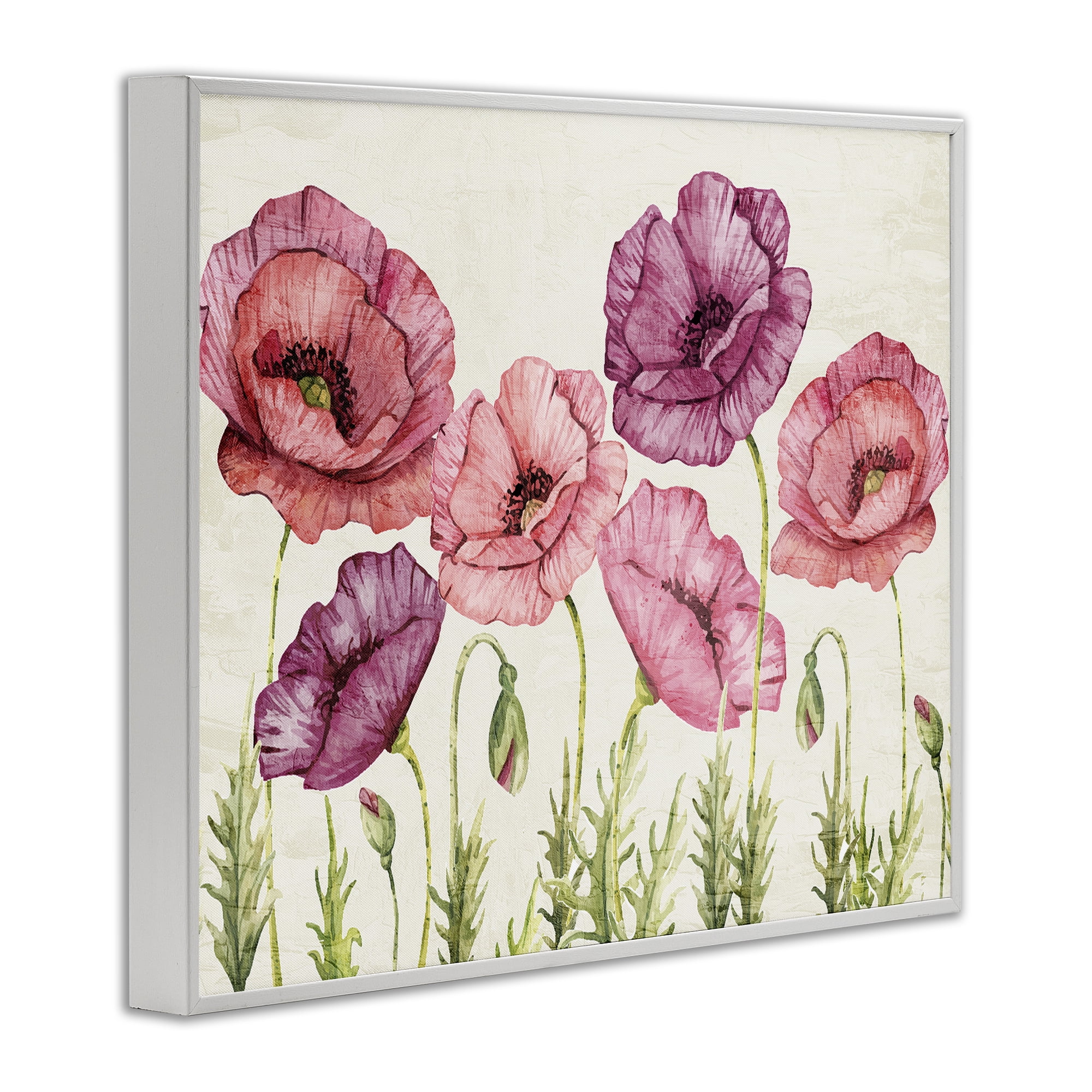 Stupell Industries Poppy Days Vintage Blooms White Framed Giclee Art, design by Kim Allen