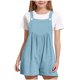 thumbnail image 1 of Odeerbi 5-14 Años Niñas Verano Algodón Lino Sudadera Lindo Color Sólido Camisola Romper Casual Ajustable Cintura Combinados Pantalones Cortos Con Bolsillo, 1 of 6