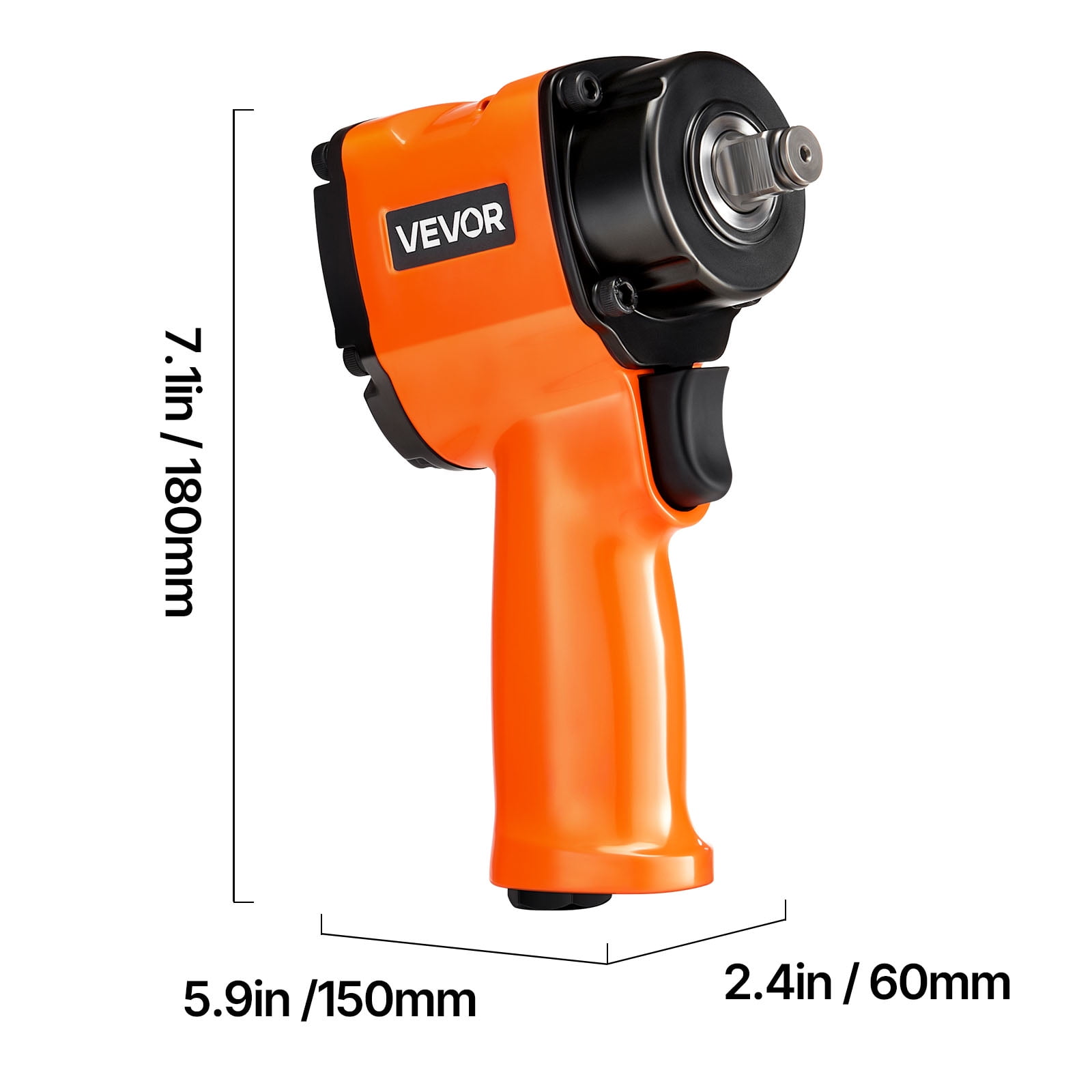 VEVOR 1/2-Inch Air Impact Wrench, Up to 738 ft-lbs Nut-busting Torque, Stubby Size & Lightweight Pneumatic Impact Gun for Auto Repairs and Maintenance