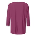 thumbnail image 6 of thefmos Women's Fall Winter Round Neck 3/4 Sleeve Solid Basic Casual Pullover Tops Tshirt Comfy Loose Fit Blouses for Women Cute Trendy Everyday Wear Business Work Clothes, Wine 2XL, 6 of 8