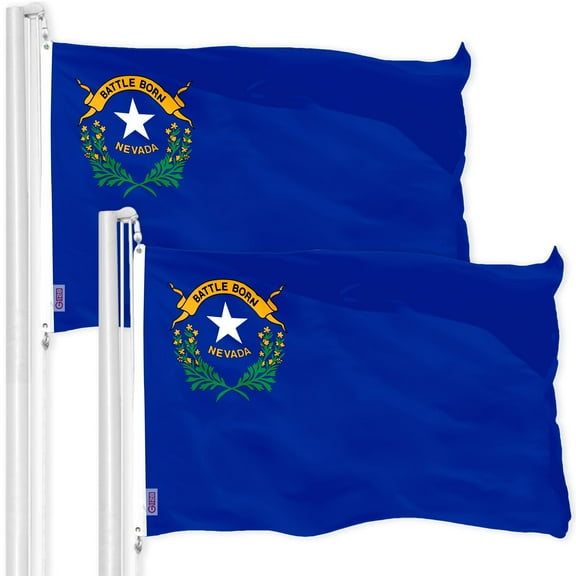 G128 2 Pack: Nevada NV State Flag | 3x5 Ft | Printed 150D Polyester - Indoor/Outdoor, Vibrant Colors, Brass Grommets, Quality Polyester, Much Thicker More Durable Than 100D 75D Polyester