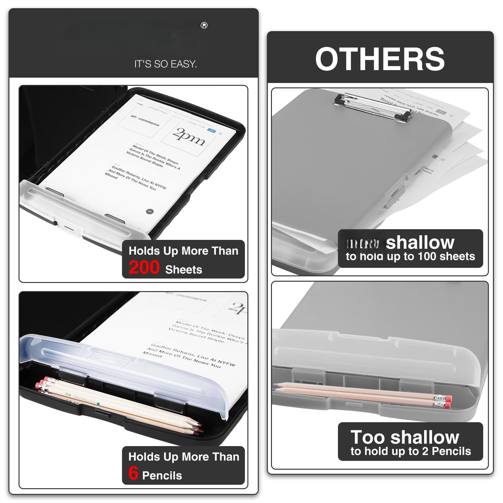 Clipboards With Storage  High Capacity Clip Boards 8.5x11 Pen Holder Heavy Duty Plastic Paper Organization Folder Cases Letter / A4 Size For Nurse Teachers School & Office Supplies