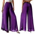 thumbnail image 3 of Women'S Chiffon Dress Beach Wide Leg Palazzo Pants Trouser XL, 3 of 7