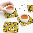 thumbnail image 4 of Leather Coasters with Heat-resistant for Drinks, Cartoon bear yellow Cup Coasters Cup Pad Mat for Tabletop Protection, Coffee Table, Office Desk and Housewarming Gift, 4 of 5