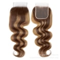 thumbnail image 1 of P4/27 Highlight Ombre Piano Color Body Wave Human Hair Lace Closure 4x4 Transparent Lace Closure Pre-Plucked Peruvian Remy Hair Extention Perruques Extensions de cheveux humains, 1 of 4