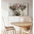 thumbnail image 6 of Fluffy Highland Cow Floral Crown Canvas Wall Art, Rustic Farmhouse Decor, Dusty Pink Flower Crown Artwork For Bedroom, Nursery, Kitchen, Ready To Hang 16*24inch(40*60cm), 6 of 6