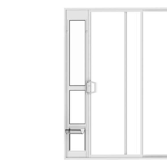 Hakuna Pets Medium White Glass Sliding Door Patio Pet Door, With Lockable Flap, Suitable for Most Sliding Doors