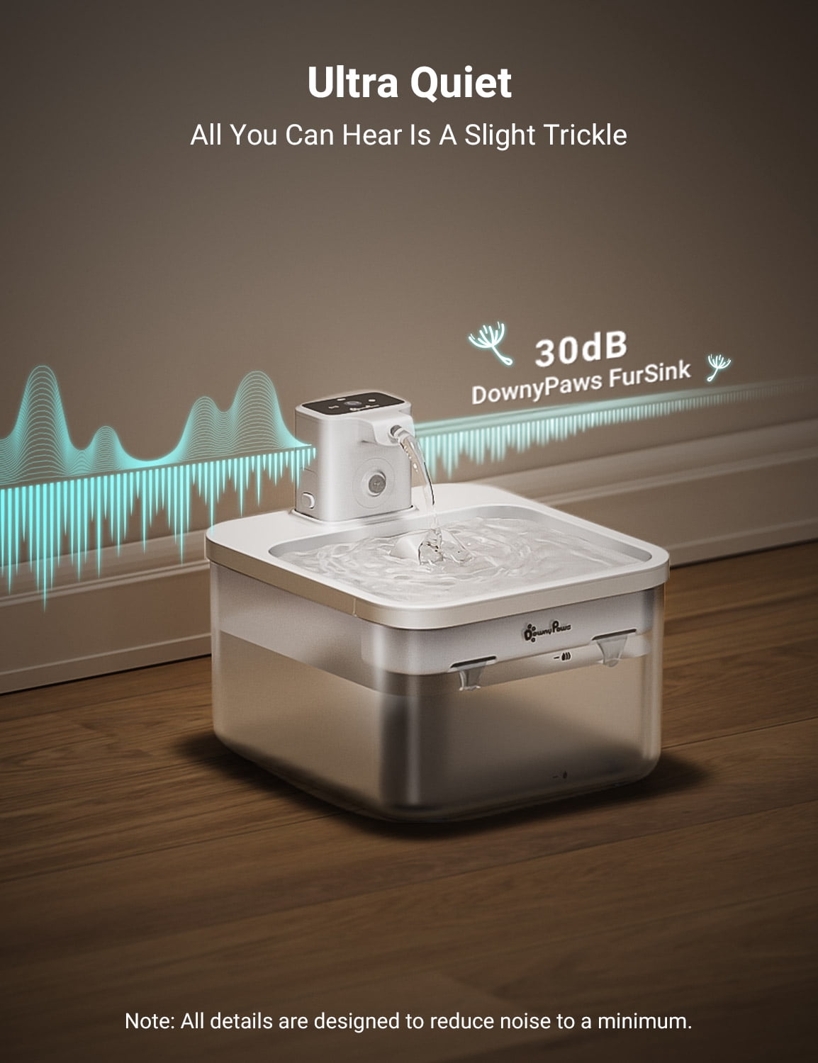 DownyPaws Wireless Cat Water Fountain White