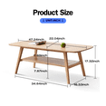 thumbnail image 7 of Qokori 100% Solid Wood Coffee Table with Storage, Mid Century Modern 2-Tier Center Table for Living Room, Round Edges Wood Table Robot Vacuum Friendly, Easy Assembly (Natural Color, 47.27"), 7 of 7