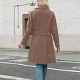 thumbnail image 4 of WTOBBY Women's Lapel Mid-length Button-down Woolen Coat, Classic and Elegant Tweed Overcoat for Formal and Casual Occasions,Camel 2XL, 4 of 5
