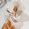 thumbnail image 6 of Win s Way Women's Suede Crossover Strap 8cm Heel High Heels Oktoberfest Casual Market Shoes, 6 of 9