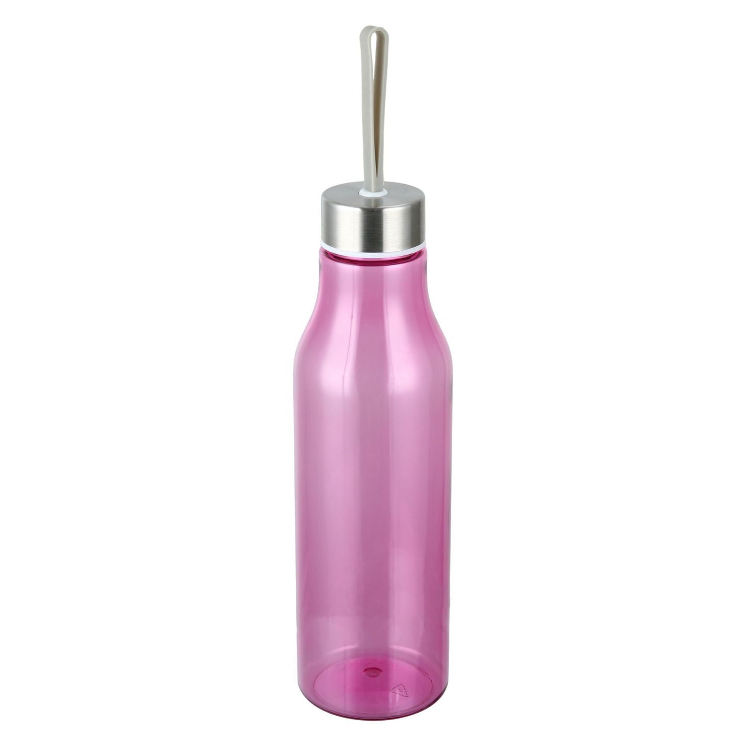 Mainstays 20oz Plastic Water Bottle with Stainless Steel Screw on Lid Purple
