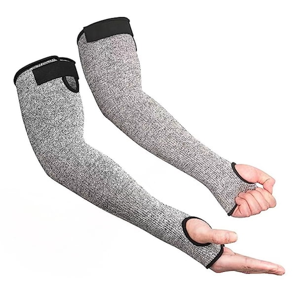 1 par de mangas de brazo resistentes a cortes con orificios para el pulgar, transpirables y ajustables, para hombres y mujeres, para jardinería, agricultura y trabajo de alto riesgo.