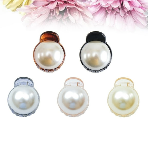 ORDDIART 5Pcs Toddler Claw Clips Pearl Hair Accessories for Baby Girls Non-slip Grip