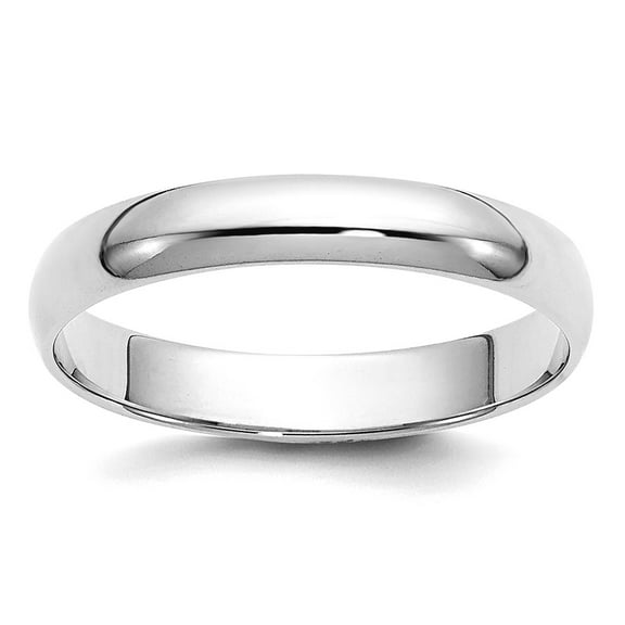 10k White Gold Solid Polished 3mm Half Round Band Size 7.5 Ring Ring for Women and Men