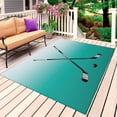 thumbnail image 4 of Outdoor Rug 3x5 ft Hockey Player Outdoor Large Area Rug Non Slip Rubber Sports Ground Ombre Turquoise Front Door Mat RV Rug Camping Carpet Patio Outdoor Rugs for Backyard Balcony Deck Porch Indoor, 4 of 9