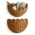 thumbnail image 2 of Scalloped Wall Basket Handwoven Natural Rattan Storage Organizer with Sturdy Metal Frame, Nordic Style Wicker Decor for Wall Storage, 2 of 7