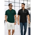 thumbnail image 4 of RICHCOIN Henley Men Shirts Short Sleeve T Shirts for Men Summer Tops Classic Pocket Button Casual Color Block Green Tees Size XXL, 4 of 7