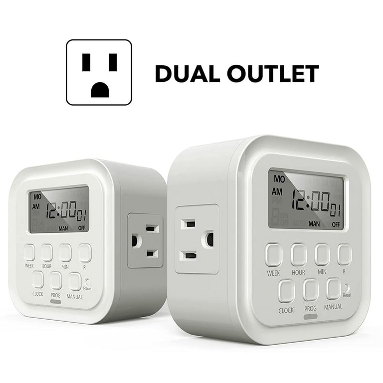 iPower Heavy Duty Digital Electric Programmable Dual Outlet Timer Plug  Indoor
