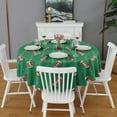 thumbnail image 2 of Green Striped Footballs Pattern Round Tablecloth 60"x60",Wrinkle Wipeable Table Cloth for Kitchen Dining Room Picnic Patio Party, 2 of 6