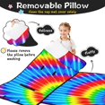 thumbnail image 3 of Red and Green Tie Dye Pattern Teens Toddler Nap Mat with Pillow, Sleeping Mat Bag for Preschool Daycare 59"x22", 3 of 6