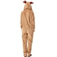 thumbnail image 4 of Men Women Reindeer Pajama Onesie Christmas Plush Hooded Cosplay Sleepwear, 4 of 7