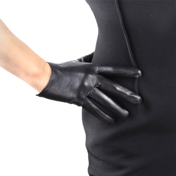 Women's Genuine Leather by DooWay, 6.3 Inch Slim Fit TouchScreen Full Finger Daily Gloves