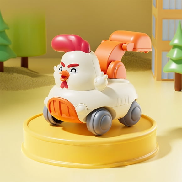 ToyKingdee Chicken Animal Inertia Engineering Car Car Movable Toy Car Excavator Cartoon Inertia Car White