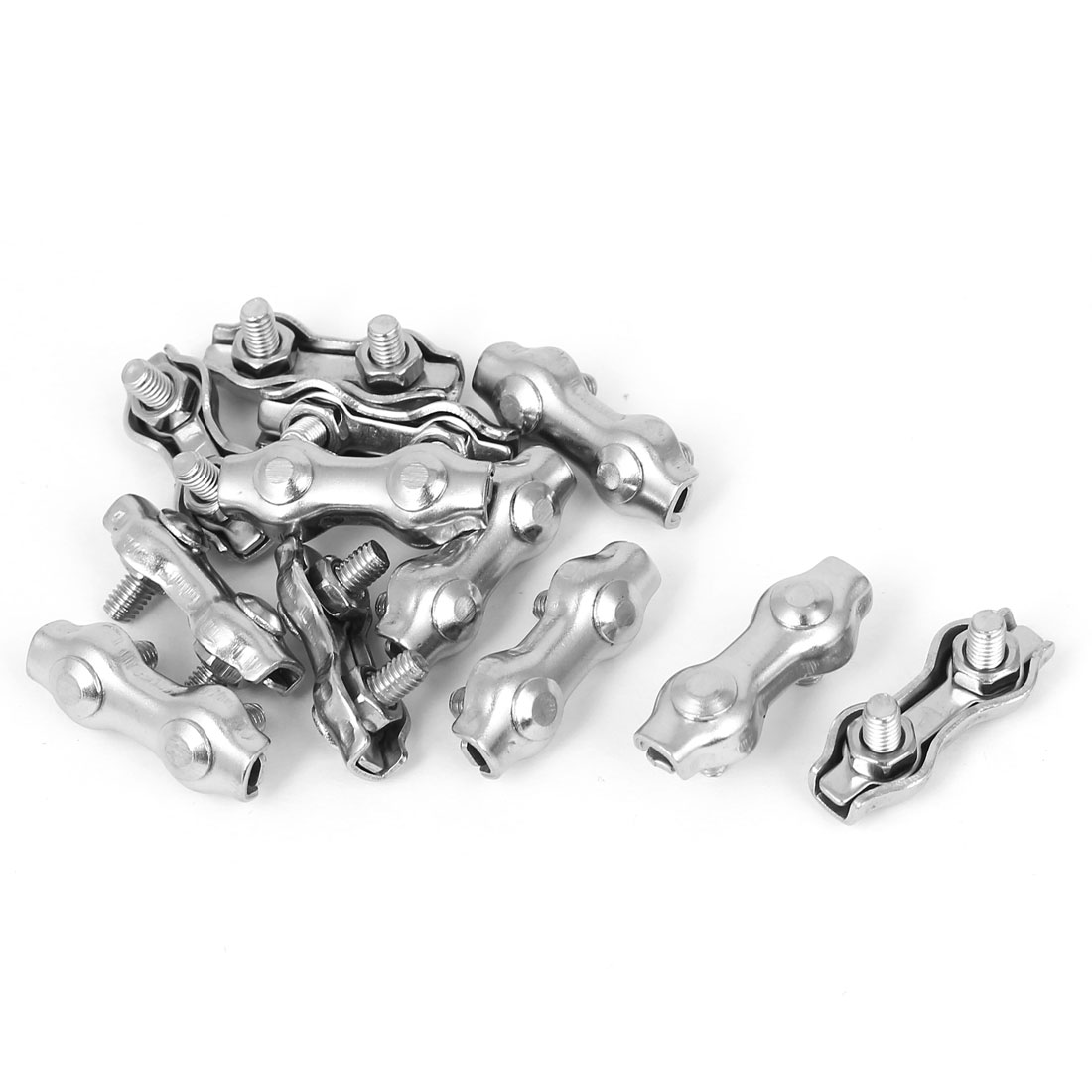uxcell 5mm Dia Metal Wire Rope Cable Clamp Clips 12 Pieces uxcell 5mm Dia Metal Wire Rope Cable Clamp Clips 12 Pieces