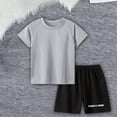 thumbnail image 2 of Ruyang Boys 2 Piece Athletic Set Short Sleeve Tee and Elastic Waist Shorts Breathable Outfits for Teen Kids Boys Summer Clothes, 2 of 8