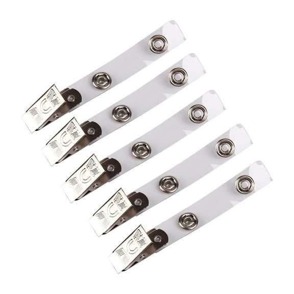 Mfigree 10 Pcs Metal Badge Clips with Clear PVC Straps, Premium Double Hole Metal Badge Clips for ID Cards, Badge Holders, Name Tags Work Badges