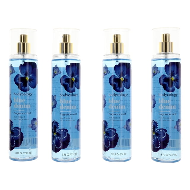 Fragrance Mist Bodycology Blue Denim, paquete de 4 unidades, 240 ml, para mujer