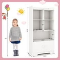 thumbnail image 2 of YOJFOTOOU. Kids Toy Storage Cabinet, 43.5" Tall Bookcase w/ 5 Open Compartments & 2 Doors, Multifunctional Display Shelf Home Organizer for Playroom, Nursery, Bedroom, Living Room, Study (Walnut), 2 of 6