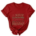 thumbnail image 5 of Daisyyozoid Nouvelles Arrivées Hauts pour Femmes Joyeuses Pâques Lettrage Imprimé Col Rond Manches Courtes Haut Manches Courtes Col Rond Chemise, 5 of 5