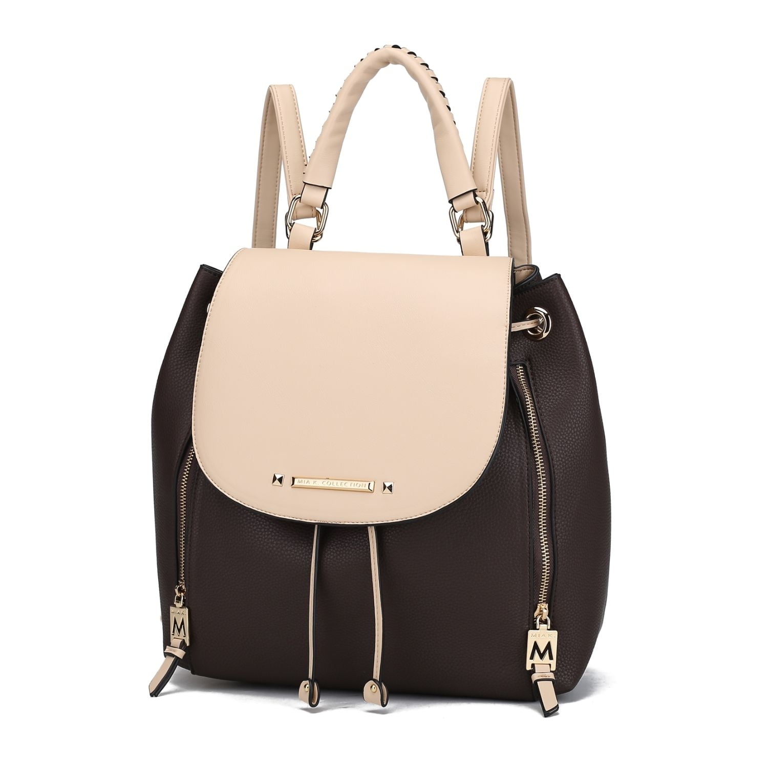 MKF Collection Kimberly Vegan Leather Women's Backpack, Stylish Bookbag  Purse Handbag by Mia K - Cognac Black