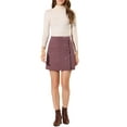 thumbnail image 2 of INSPIRE CHIC Women's Skirt Corduroy High Waist Button Decor A Line Mini Skirt S Dark Pink, 2 of 7