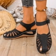 Bkhluea Women Cutout Cage Ankle Strap Closed Toe Flat Sandals Hook Loop ...