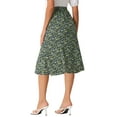 thumbnail image 3 of Faldas Midi Peasant de Mujer INSPIRE CHIC con Cintura Elástica A-Line de Flores Ditsy en Negro y Verde XS, 3 of 6