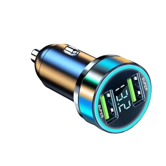 120W/240W Digital Car Charger with Dual USB Ports, Fast Charging Adapter for Phones & Devices