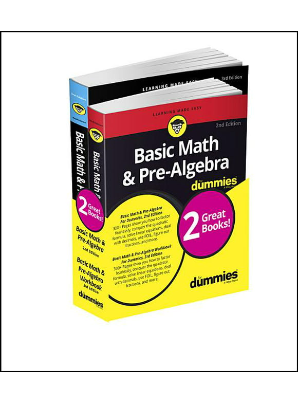 Basic Math & Pre-Algebra for Dummies Book + Workbook Bundle, (Paperback)