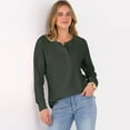 thumbnail image 6 of jtjvou Women's Long Sleeve Knit Shirts Dressy Casual Loose Button Up V Neck Tops 2025 Fall Basic Tee Blouse Green XL, 6 of 7