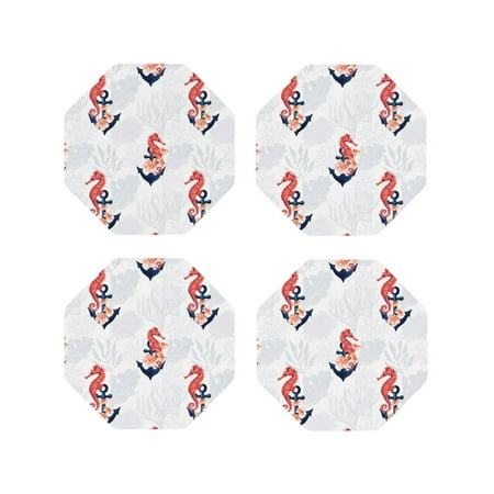 

Tideii Sea Horse And Corals1 for Leather Coasters 4 Pieces Anti-fouling and Anti-scalding Decorative Coasters Suitable for Restaurants Kitchens Coffee Shops-Octagon