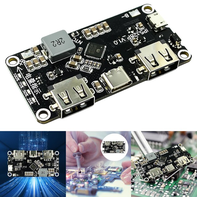 QC4.0 QC3.0 Módulo Carga Dual USB 18650 Protección Del Circuito Temperatura LED