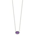 thumbnail image 2 of Auriga Fine Jewelry 925 Sterling Silver Polished Oval Purple CZ With Necklace for Women 17.25", 2 of 6