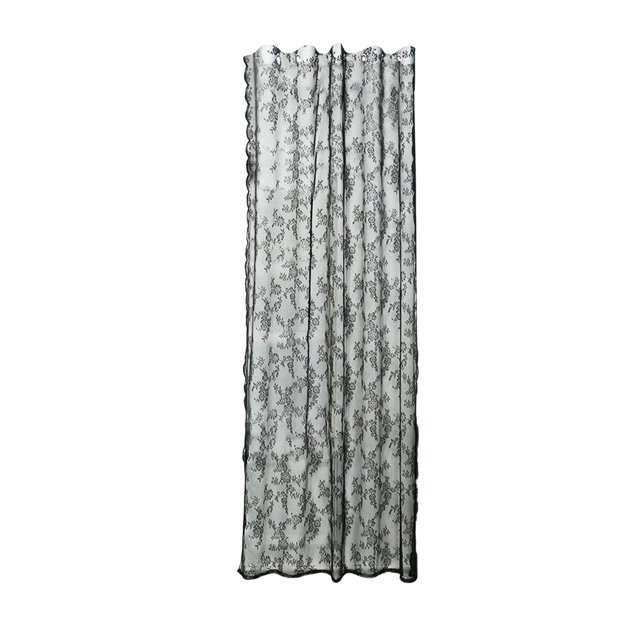 Cortina de red de la barra de la barra de voiles Paneles Voile Paneles de privacidad Pantalla de vara de bolsillo Floral para la decoración del patio Negro 100x150cm