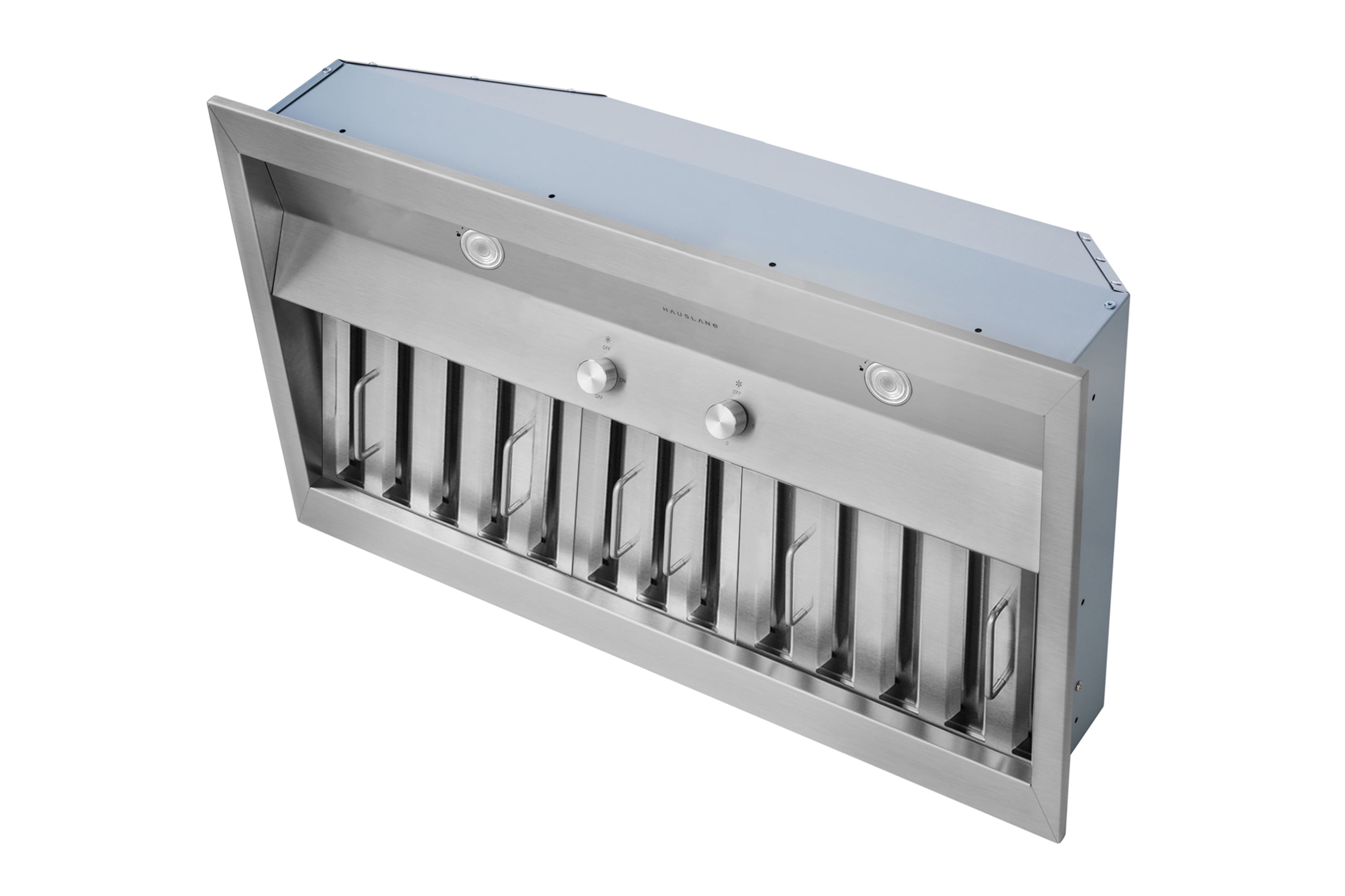 Hauslane In-R200 36” Pro-Style Built-In Range Hood | 18” Deep, Low Noise, Contemporary Design, Full-Size Handles, Baffle Filters, LED Lamps | 120V