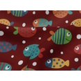 thumbnail image 4 of oneOone Viscose Jersey Dark Red Fabric Dot & Fish Artistic Quilting Supplies Print Sewing Fabric By The Yard 60 Inch Wide, 4 of 5