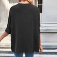 thumbnail image 3 of qucoqpe Womens Summer Tops Fashion Casual Ribbed Batwing 3/4 Sleeve Tunic Shirts Loose Fit Blouses, 3 of 5